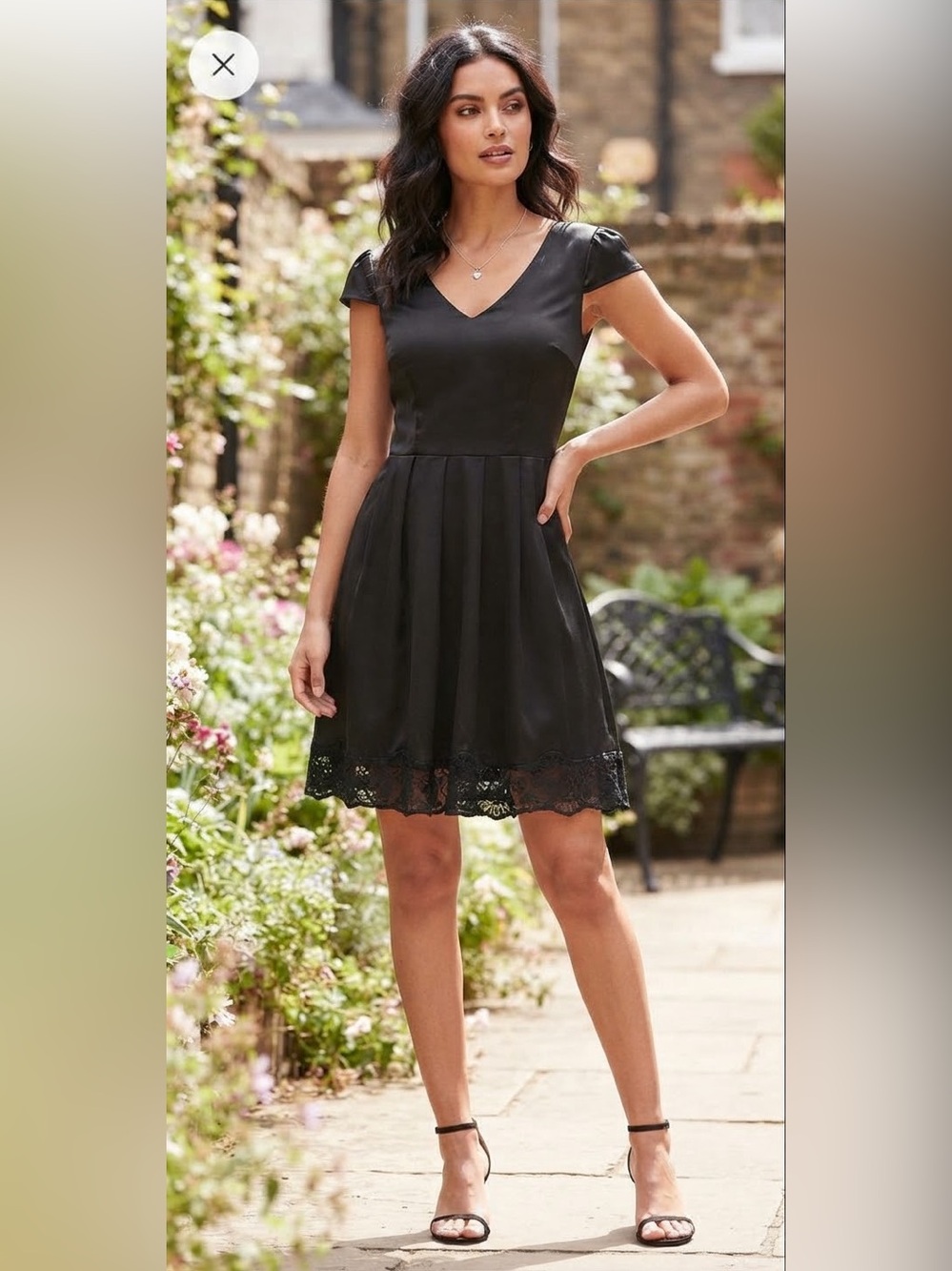 Chico's Travelers Lace Hem V-Neck Dress Black Mini Dress